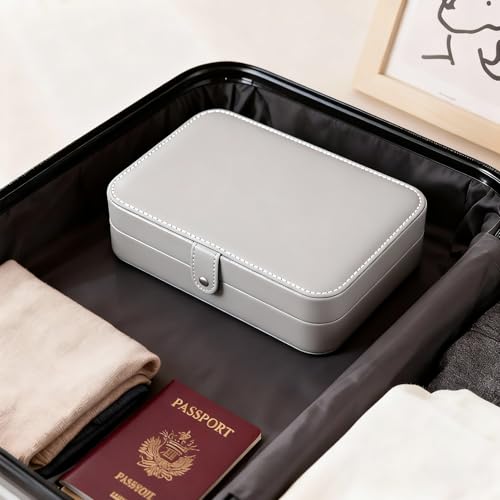 Luxury Small Travel Jewelry Box with Earring Compartments, Rectangle Jewellery Organizer Case for Women,Valentine's Day Gi...