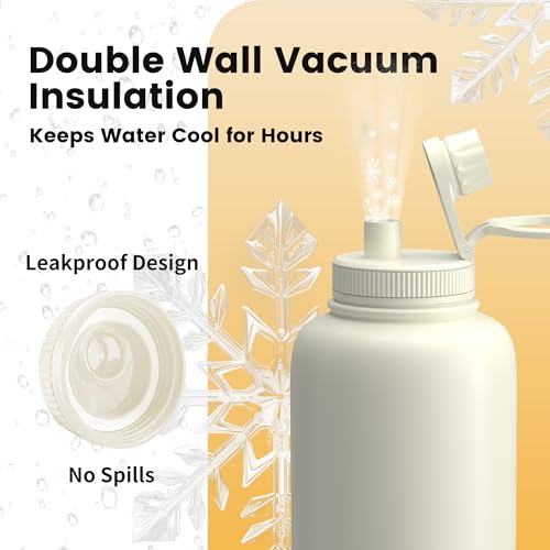 32oz Dog Water Bottle with Bowls - Leakproof Insulated Stainless Steel, Portable Travel Bottle for Hiking, Camping, Outdoo...