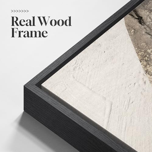 Framed Neutral Abstract Wall Art, Set of 3 Modern Canvas Prints Paintings Artwork for Walls, Minimalist Black and Beige Pi...