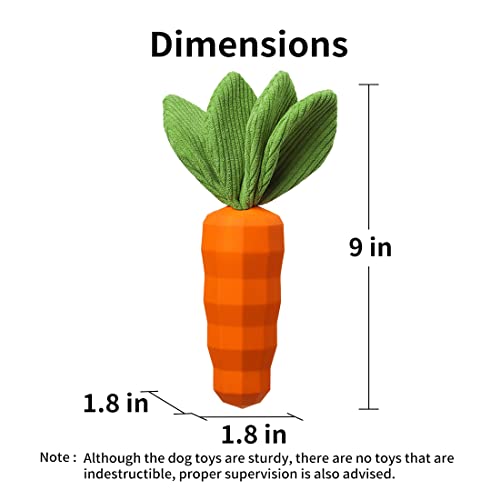 MewaJump Dog Squeaky Chew Toys for Aggressive Chewers, Easter Toys Rubber Carrot Dog Toys for Training and Cleaning, Durab...