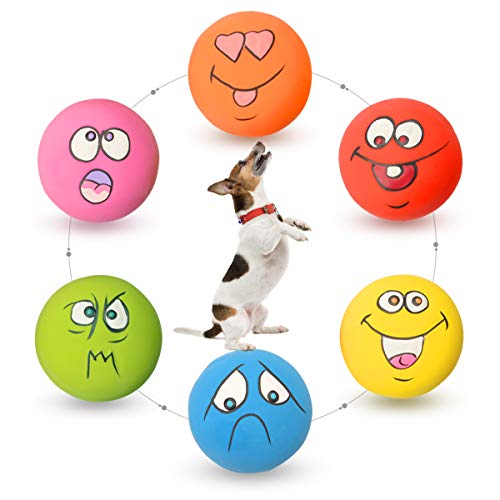 HOLYSTEED Latex Dog Squeaky Toys Rubber Soft Dog Toys Chewing Squeaky Toy Fetch Play Balls Toy for Puppy Small Pets 6pcs f...