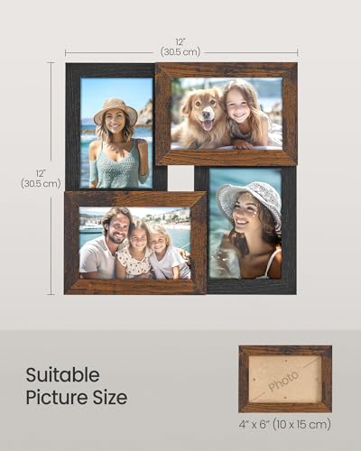 SONGMICS Collage Picture Frames, 4x6 for Wall Decor, Multi Family Photo for Gallery Decor, Hanging Display, Set of 4, Ink ...