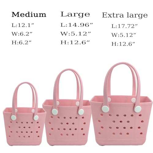 Dvopfa Rubber Tote Bag Medium Waterproof Beach Bag for Women - Lightweight Portable Travel Outdoor Tote with Handles