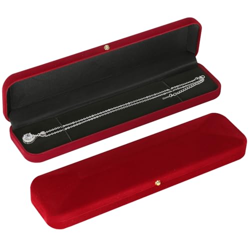 KUKUVR 2 Pieces Velvet Necklace Bracelet Gift Box, Jewelry Long Bracelet Holder case, Chain Display Storage Box for Women ...