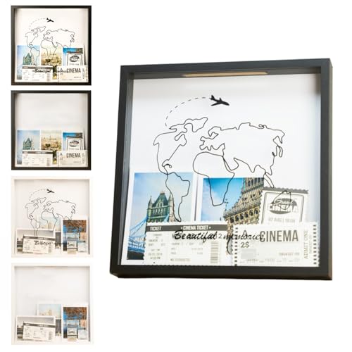Xuanzuly Adventure Archive Box, Travel Shadow Box with Slot, Shadow Box with Slot, Black and White, Store Memories: Money ...
