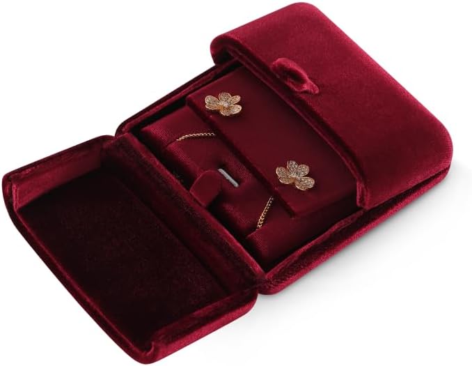 Dansmiy Resilient Velvet Earrings Necklace Dual-Purpose Storage Box, Stud Earring Display Box For Girlfriend Wife, Premium...