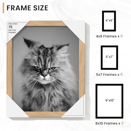 Venusmiles 15 Pack Picture Frames Collage Wall Decor, Gallery Frame Set for Wall Mounting or Tabletop Display, Multi Sizes...