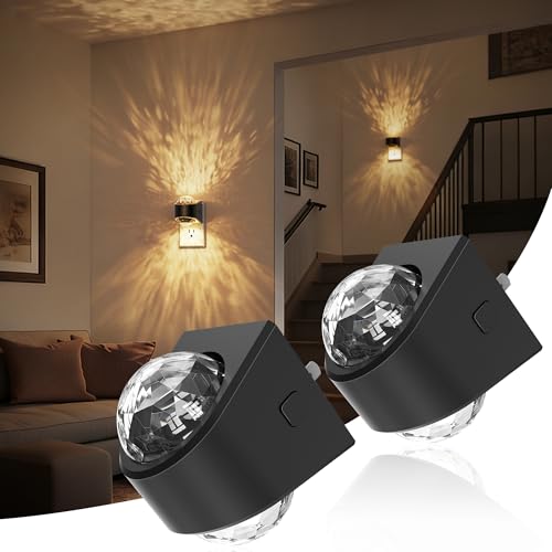 JandCase Night Lights Plug into Wall, 2 Pack Star Projector Night Light with 3000K Soft White, Automatic Galaxy Nightlight...