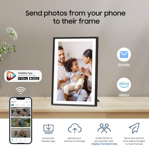 Digital Picture Frame Powered by Nixplay 10.1", Share Photos/Videos via Nixplay App or Email, WiFi Digital Photo Frame wit...