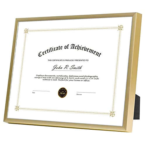 Golden State Art, 8.5x11 Aluminum Certificate Frame, Metal Diploma Frames for 8.5 x 11 Documents, Real Glass Front with Ea...