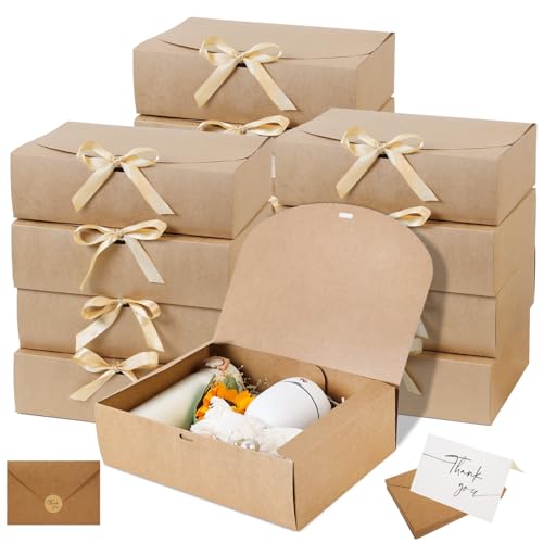 15 PCS Gift Boxes with Lids, 10.6x7.8x3.1 Inch Gift Boxes, Groomsmen Proposal Box, Luxury Gift Box with Ribbon for Bridesm...