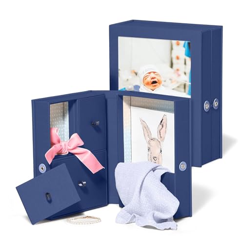 Savor Small Keepsake Box and Fabric Photo Frame - Memory Box for Wedding, Travel and Convocation - Keepsake Storage Box fo...