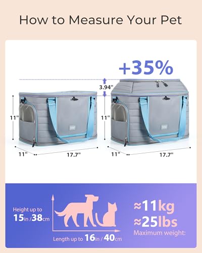 Top-Expandable Pet Carrier: NOBLE DUCK Airline Approved Pet Travel Bag for Cats/Dogs Up to 20 Lbs | Soft-Sided, Multi-Side...