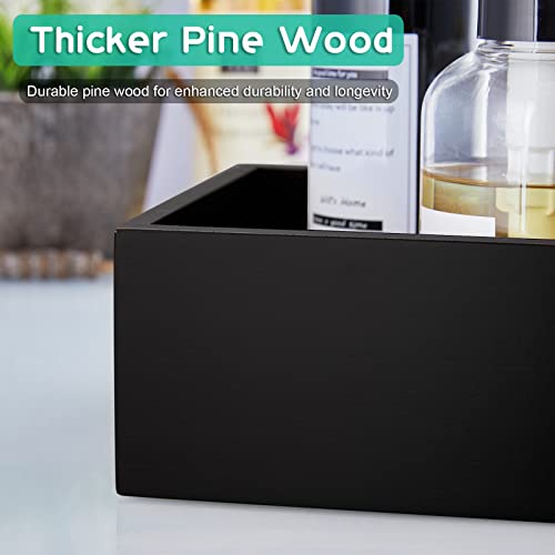 ALELION Black Bathroom Basket - Wooden Toilet Tank Paper Basket with Handle for Organizing - Back of Toilet Storage Organi...