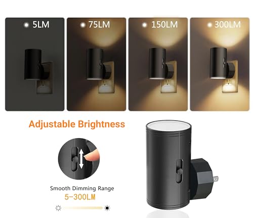 TSEXES LED Night Lights Plug into Wall, Dusk to Dawn Sensor,5-300LM Adjustable Brightness, Soft White 3000K,Dimmable Night...