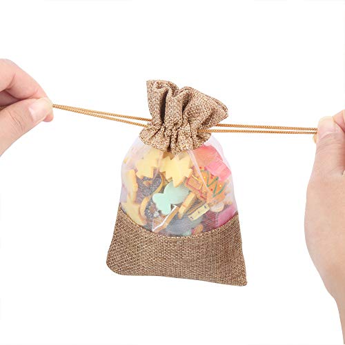 CCINEE 12PCS Burlap Drawstring Gift Bag, 5 X 7 Inch Organza Treat See Through Bags for Jewelry Sheer Easter Gifts Pouch We...