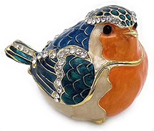 JWT Astyle Robin Bird Hinged Jewelry Box with Stones, Collectible Animal Trinket Box.Rings Earrings Storage Boxes,Bird Fig...