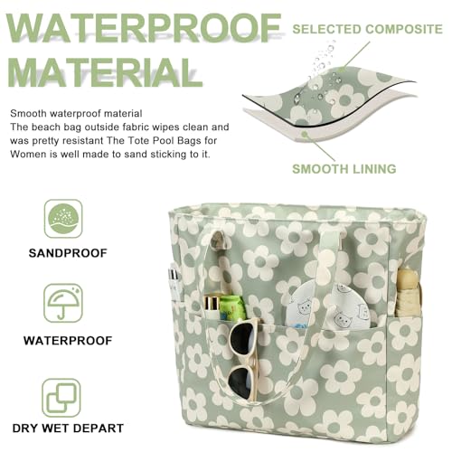 Bluboon Waterproof Beach Tote Pool Bags for Women Ladies Extra Large Carry On Bag With Wet Compartment for Weekender Travel