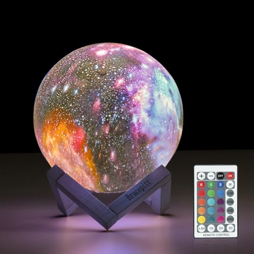 Brucepitt Moon Lamp Galaxy Lamp Upgraded Timing 4.7 Inch 16 Colors 3D Moonlight Galaxy Light,Moon Night Light for Adults,K...