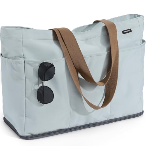 GAGAKU XL Beach Bag with Zipper & Cooler Compartment, Sand-Proof Foldable Large Tote Bag for Cruise, Travel, Family, Women