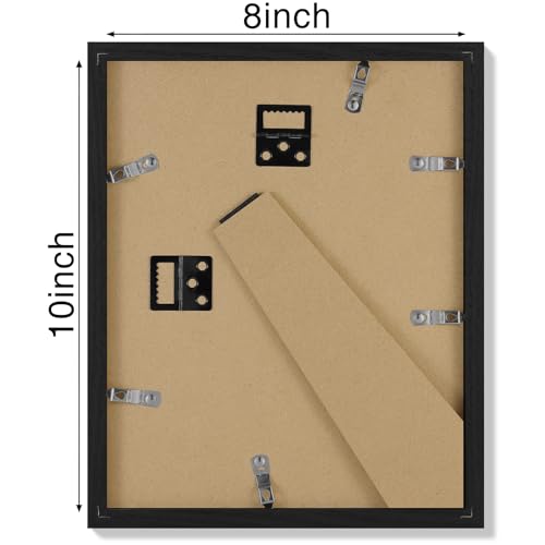 Vittanly 8x10 Picture Frame Set of 4, Display Pictures 5x7 with Mat or 8x10 without Mat, Engineered Wood with Shatter Resi...