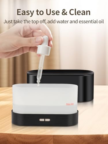 Flame Essential Oil Diffuser, 180ml Aromatherapy Diffuser with 7-Color LED Lights, Auto Shut-Off, Ultrasonic Cool Mist Hum...