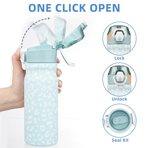 BJPKPK Insulated Water Bottle 18oz Stainless Steel Water Bottles with Straw and Carry Handle Double Wall Metal Thermal Fla...