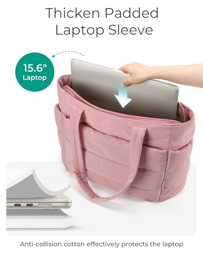 BAGSMART Tote Bag for Women, Lightweight Puffy Tote Bag with Compartments Shoulder Bag Handbag for Travel, Work, Gym | Lig...