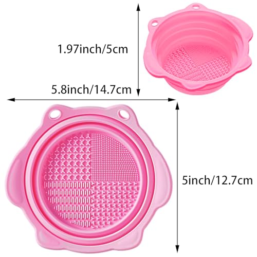 QidaiaLuck Paint Brush Cleaner Mat,Foldable Silicone Makeup Brush Cleaner Pad Bowl,Portable Cleaning Tool for Paintbrush,B...