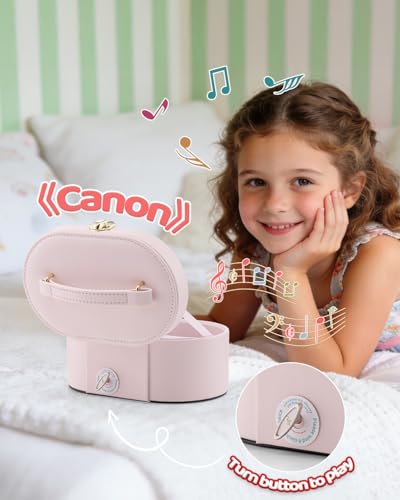 VLANDO Musical Jewelry Box for Girls - Kid Music Box with Ballerina for Birthday Bedroom Decor - Valentines Day Birthday G...