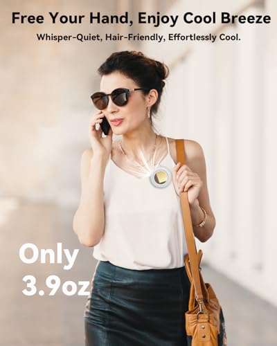Portable Silent Mini Bladeless Fan Clip On, Small Fan Clip on for Shirt & Waist, Adjustable 3-Speed Suspended Whirlwind Fa...