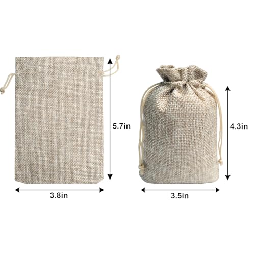 Uigidori 30 Pcs Burlap Gift Bags with Drawstring, 3.8 x 5.7 Inches Premium Linen Jewelry Pouches, Burlap Favor Sacks, Rust...