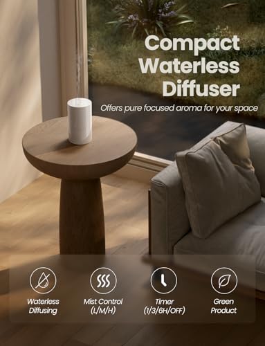 Waterless Essential Oil Diffuser, Portable Aromatherapy Diffuser with 20mL Capacity, Battery Operated Mini Scent Diffuser,...