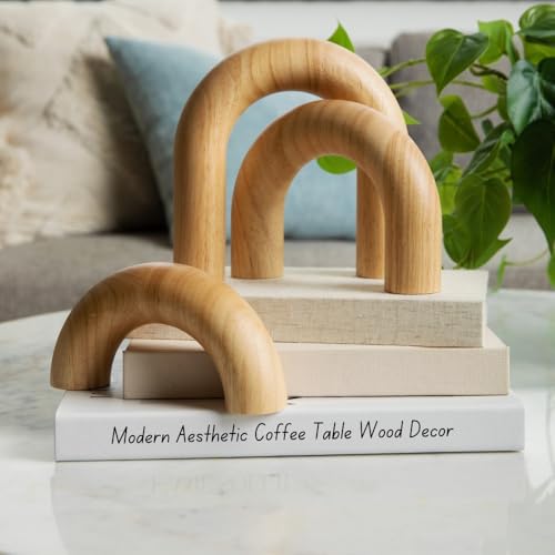 KeerShop 3-Piece Natural Arches Home Decor Set – Aesthetic Shelf Objects, Coffee Table, and Bookshelf Accent, Japandi Mode...