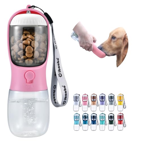 Cibaabo Dog Water Bottle with Food Container, Travel Puppy Water Bowl, Portable Pet Dispenser, Girl Dog Accessories Stuff ...