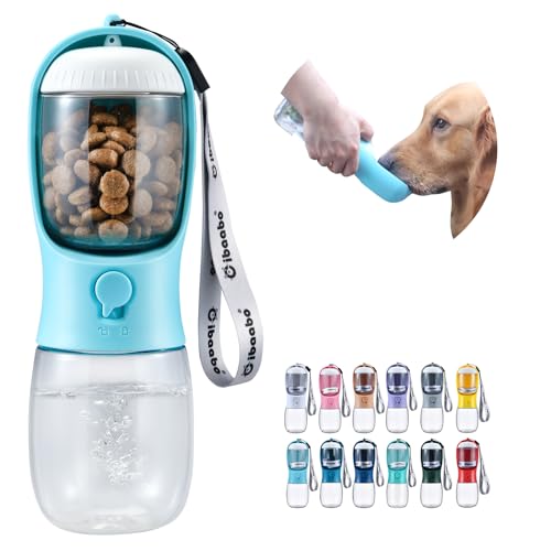 Cibaabo Dog Water Bottle with Food Container, Travel Puppy Water Bowl, Portable Pet Dispenser, Dog Gift Stuff Accessories ...