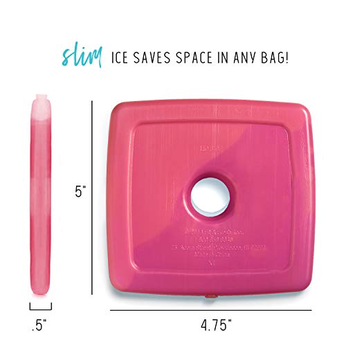 Cool Coolers by Fit & Fresh 4 Pack Slim Ice Packs, Quick Freeze Space Saving Reusable Ice Packs for Lunch Boxes or Cooler...