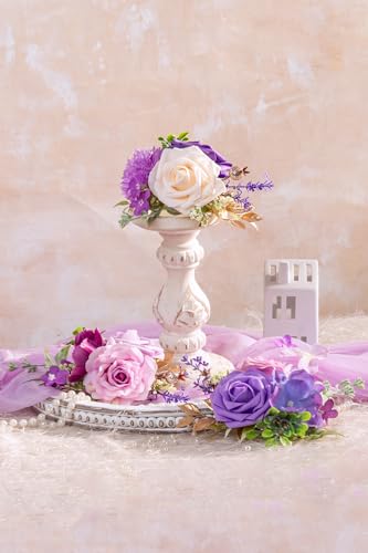 TINGE TIME 3Pcs Pre-made Cake Toppers, Silk Artificial Flowers Decor, Cake Decorations for Weddings, Birthdays, Party,Baby...