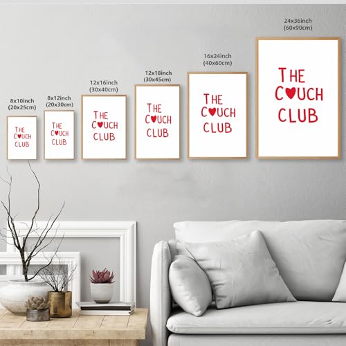 Framed The Couch Club Poster Canvas Print Art Minimalist Aesthetic Quirky Poster Pictures Wall Art Wall Decor for Living R...
