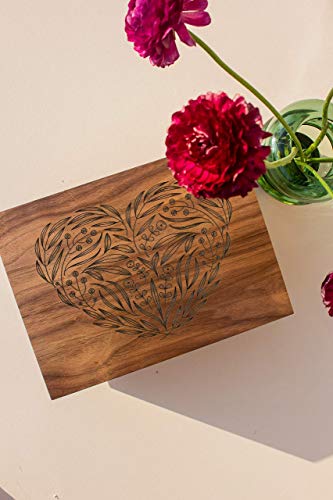 Floral Heart Wooden Memory Box for Wedding Anniversary [Personalized Custom Keepsake Box for New Baby, Mother's Day Gift f...