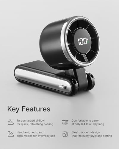 Bearwind Portable Handheld Turbo Fan - 5 Gear High Speed 4000mAh Rechargeable Mini Personal Hand Fan Blow Cold Air, Batter...