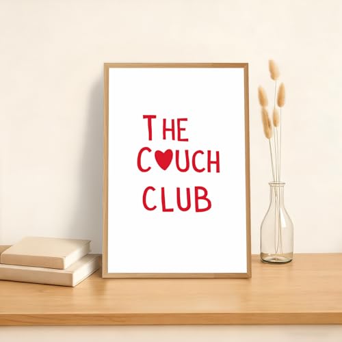 Framed The Couch Club Poster Canvas Print Art Minimalist Aesthetic Quirky Poster Pictures Wall Art Wall Decor for Living R...