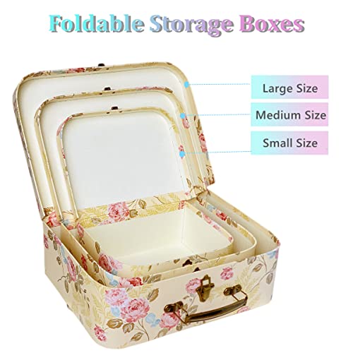 Amedoo Paperboard Suitcases(Set of 3), Gift Boxes With Lids For Presents, Photo Storage, Dolls, Perfect for Home Decoratio...
