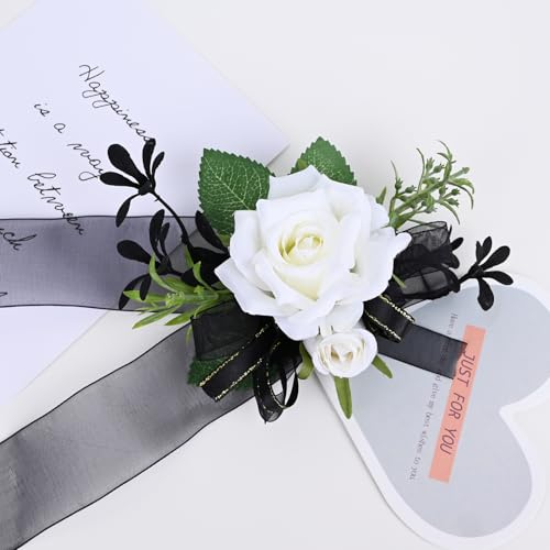 MAFELOE Corsage Boutonniere Set of 2 Pieces, Artificial Flower Supplies for Prom Party Business Celebration Suit Decoratio...