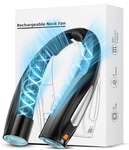 Hionly AI Neck Fan, 6 Speeds Adjustable Portable Personal Fan Rechargeable, Faster Cooling Wearable Fan, Ultra Quiet for H...