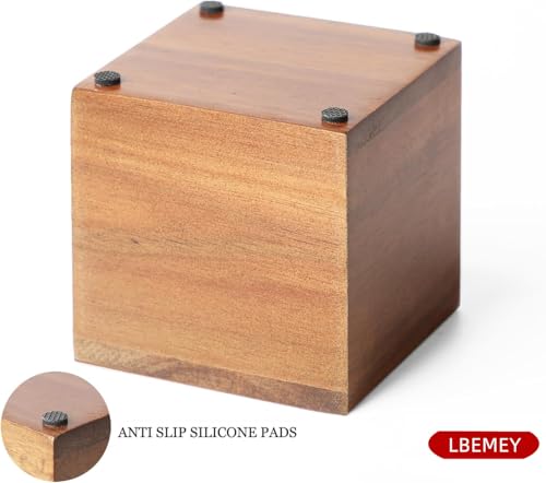 LBEMEY Acacia Wood Makeup Brush Holder Organizer for Vanity,Pen and Pencil Holder for Desk,Desktop Organizer for Store Mar...