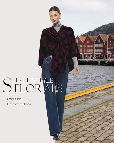 PULI Women's Elegant Shawl Wraps Soft Open Front Poncho Sweater for Spring Fall Winter