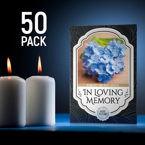 Memorial Forget Me Not Seeds for Celebration of Life – Funeral Favor Packets – 50 Pack