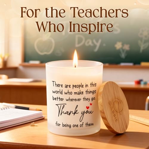 OASSIE Thank You Gifts for Women - Vanilla Lavender Candle 10 oz - Inspirational Teachers Day Birthday Retirement Nurse We...