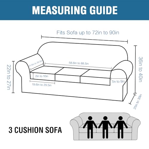 H.VERSAILTEX 4 Pieces Thick Velvet Sofa Covers Couch Covers for 3 Cushion Couch Sofa High Stretch Slipcovers Furniture Pro...